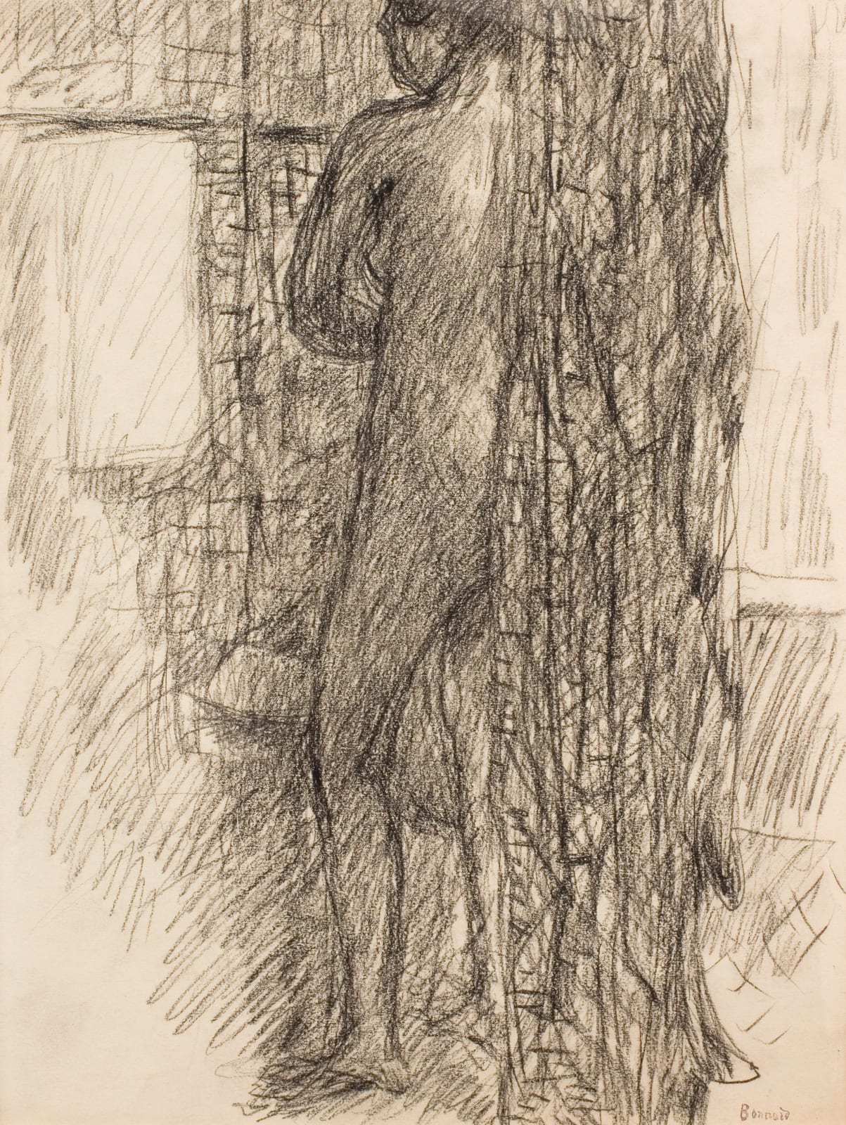 Pierre Bonnard Standing Nude Behind A Curtain C Piano Nobile