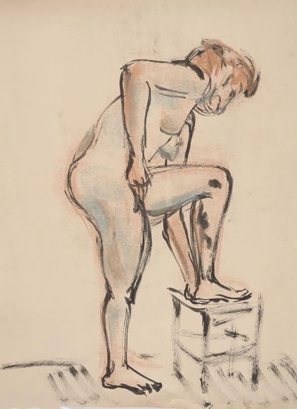Paul Hamann Standing Female Nude With One Leg Raised On Stool C