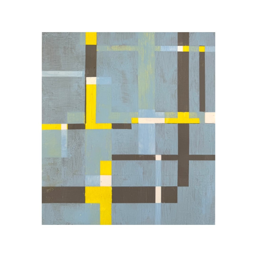 Image of Kubistisches Aquarell (Ice Blue-Yellow)