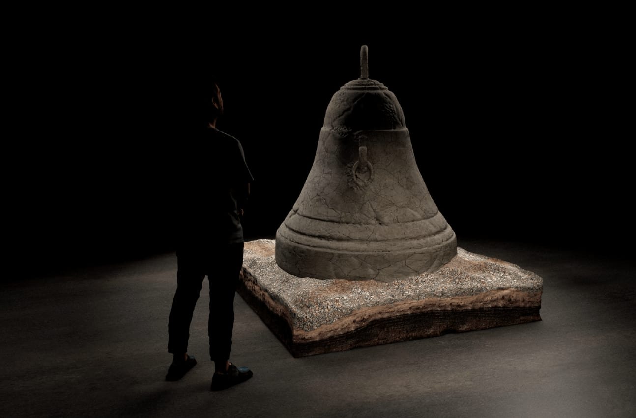 Adrián Villar Rojas Return the World X, 2012 Unfired local clay, cement, metal Bell: 66 1/8 x 59 in. (168...