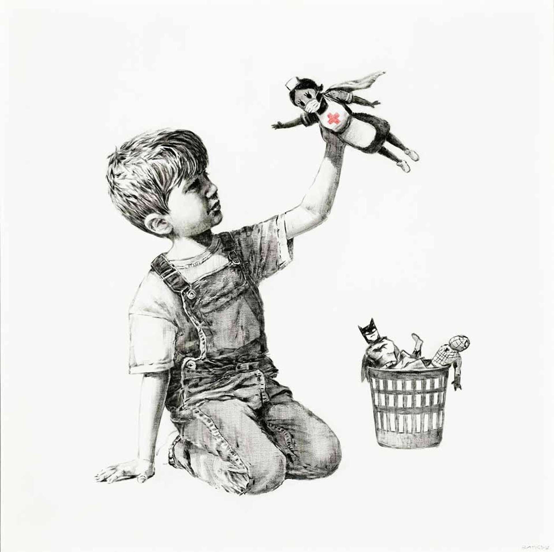 Banksy Louis Vuitton Kid Pink Canvas Print or Poster