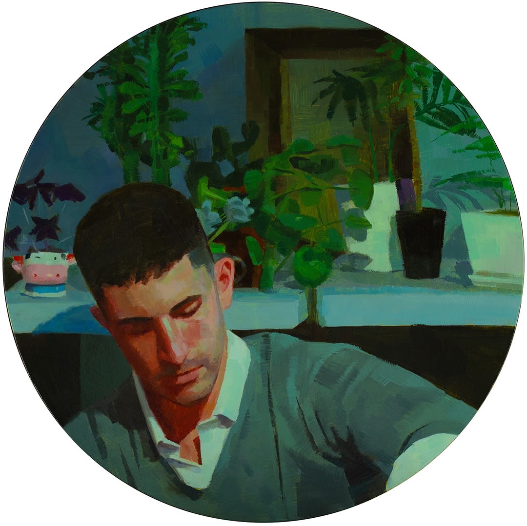 painting of a man with plants by Caroline Ji