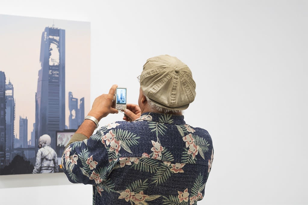 Image from the opening reception of scott listfield's exhibition extinction stories