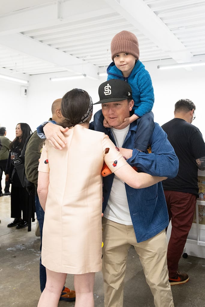 Photo from the opening reception of artist duo KeFe's opening reception for their show Music Island.