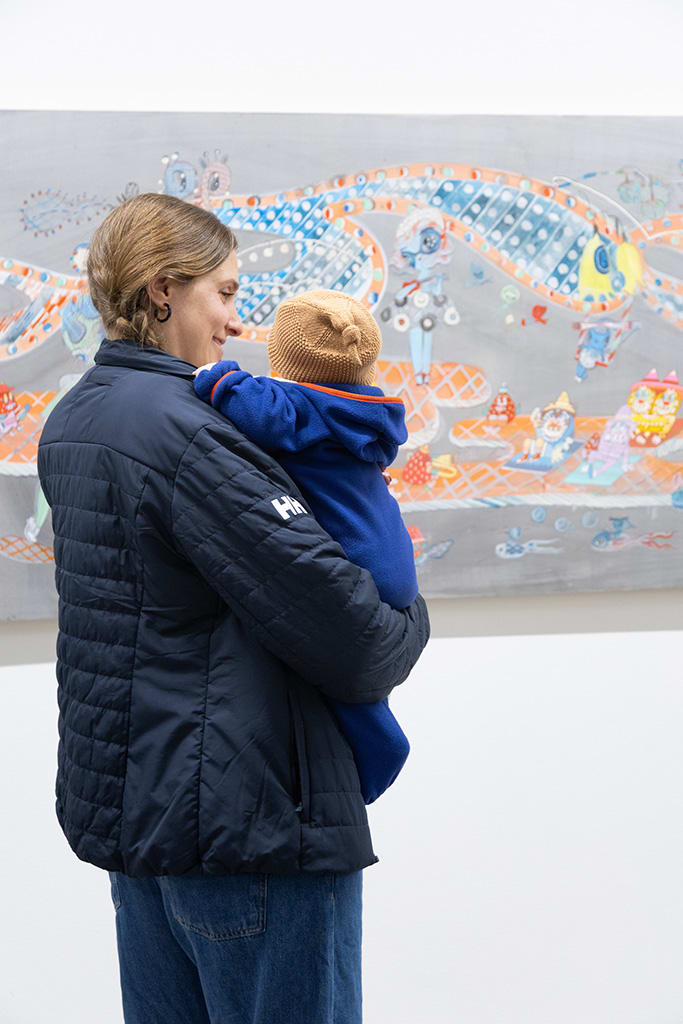 Photo from the opening reception of artist duo KeFe's opening reception for their show Music Island.