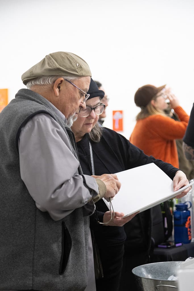 Photo from the opening reception of artist duo KeFe's opening reception for their show Music Island.