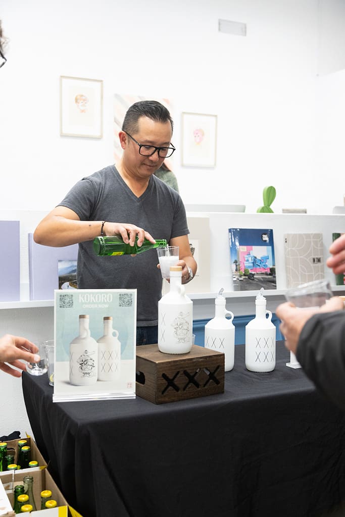 Photo from the opening reception of artist duo KeFe's show Music Island.