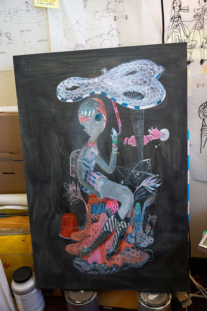 Image of artist duo KeFe's studio/works in progress.