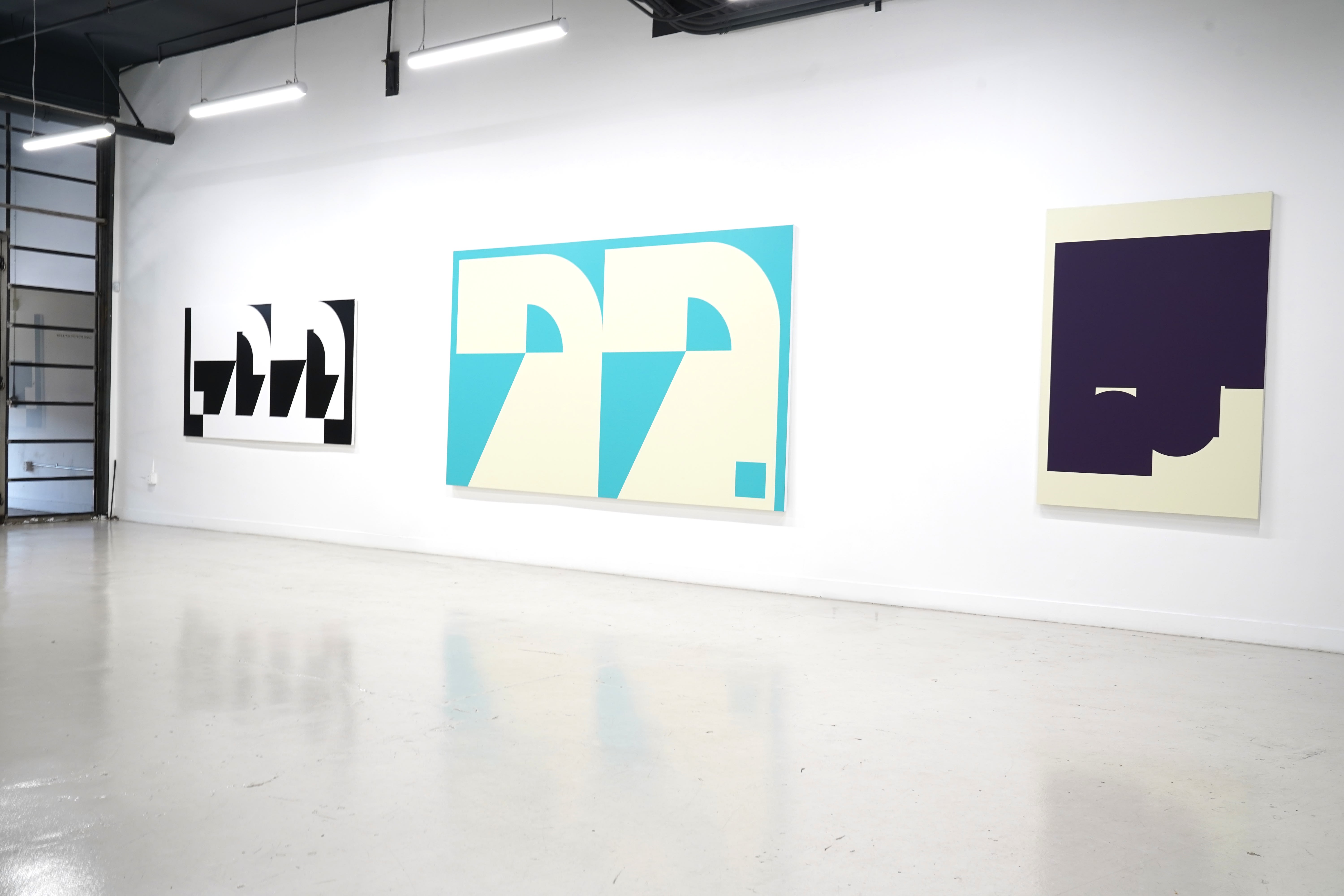 installation image of Adele Renault and Chad Hasegawa paintings in the gallery