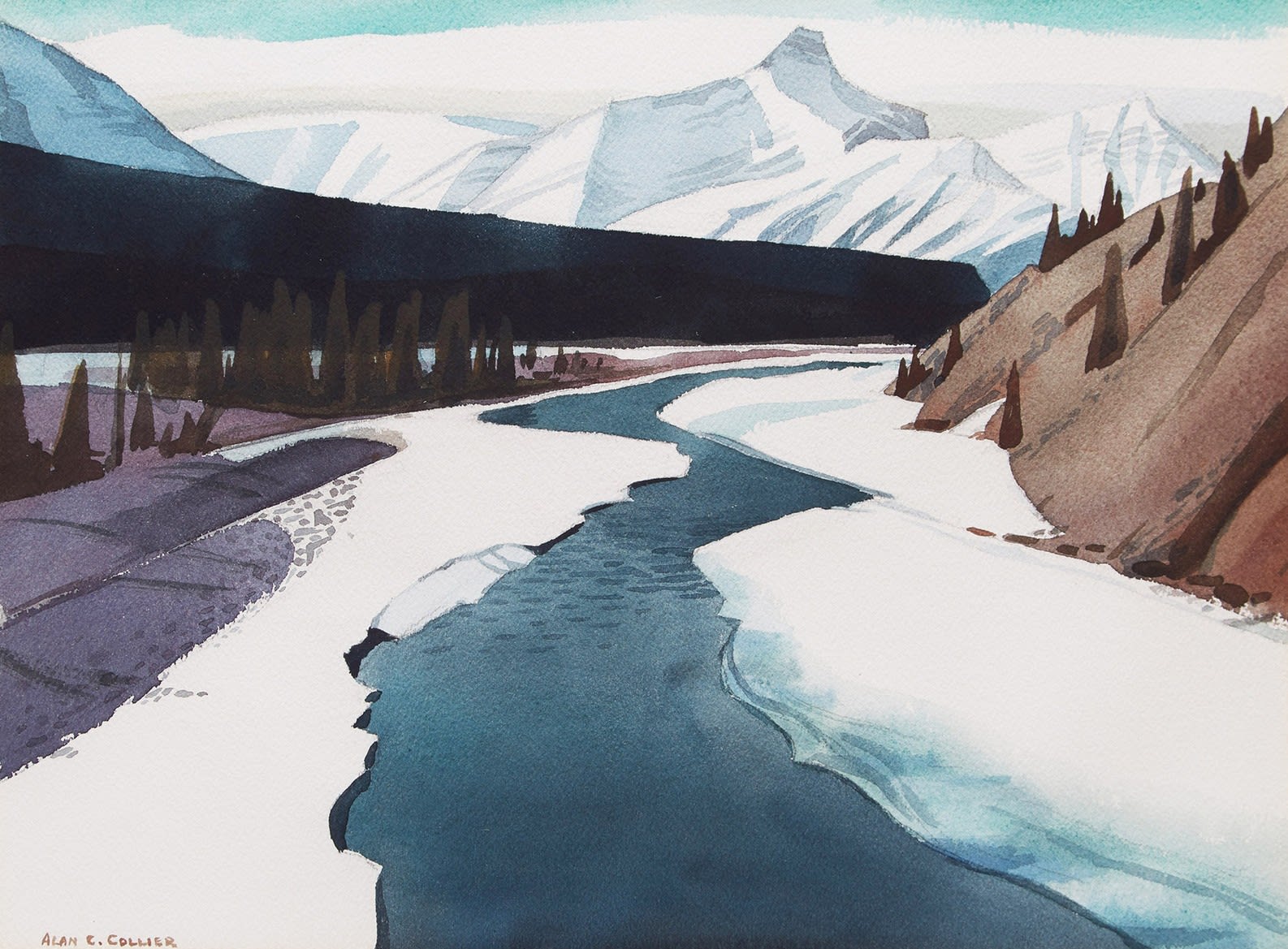 Alan Collier; North Saskatchewan River at the Crossing