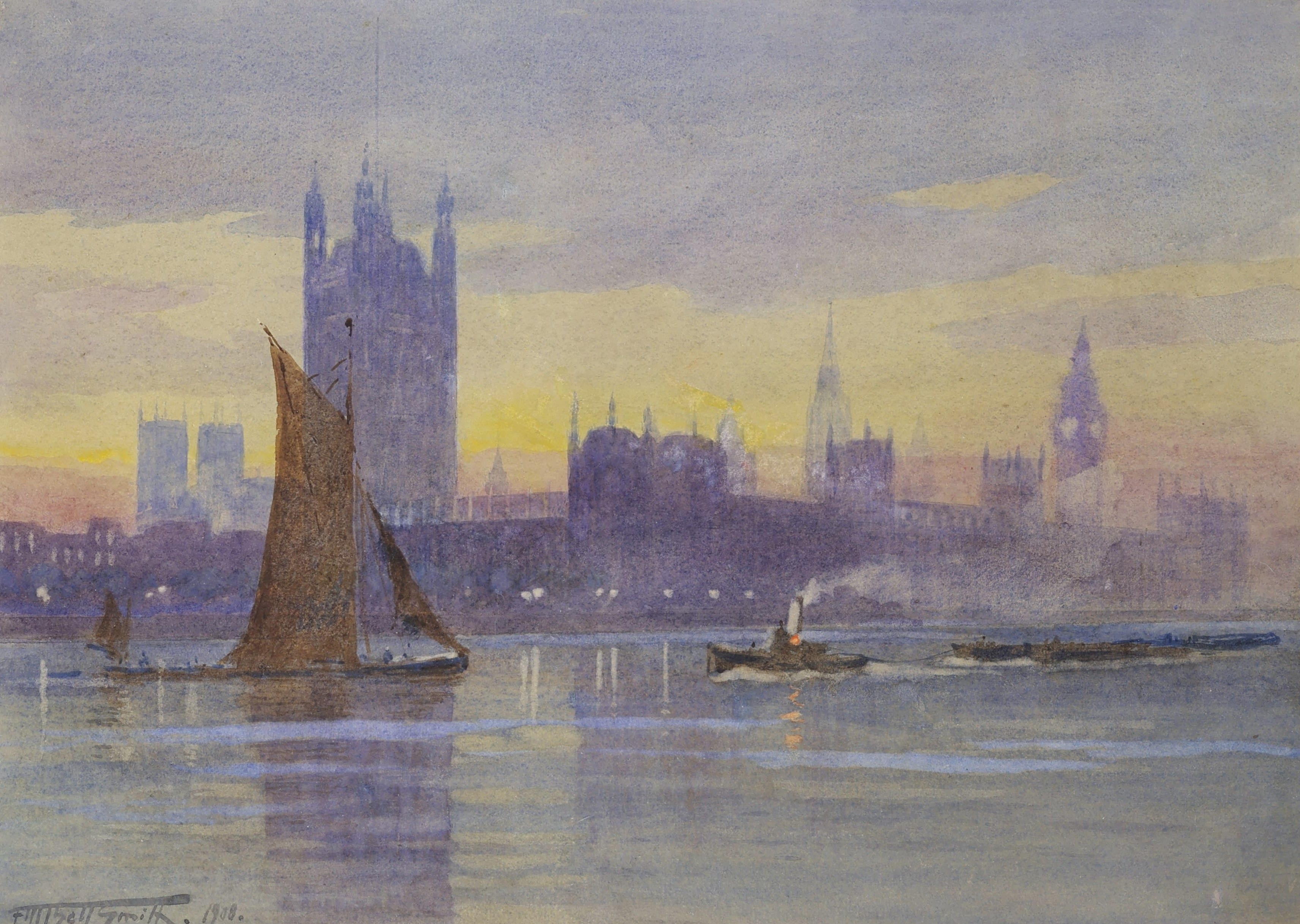Frederic Marlett Bell-Smith; The Thames By the Palace of Westminster