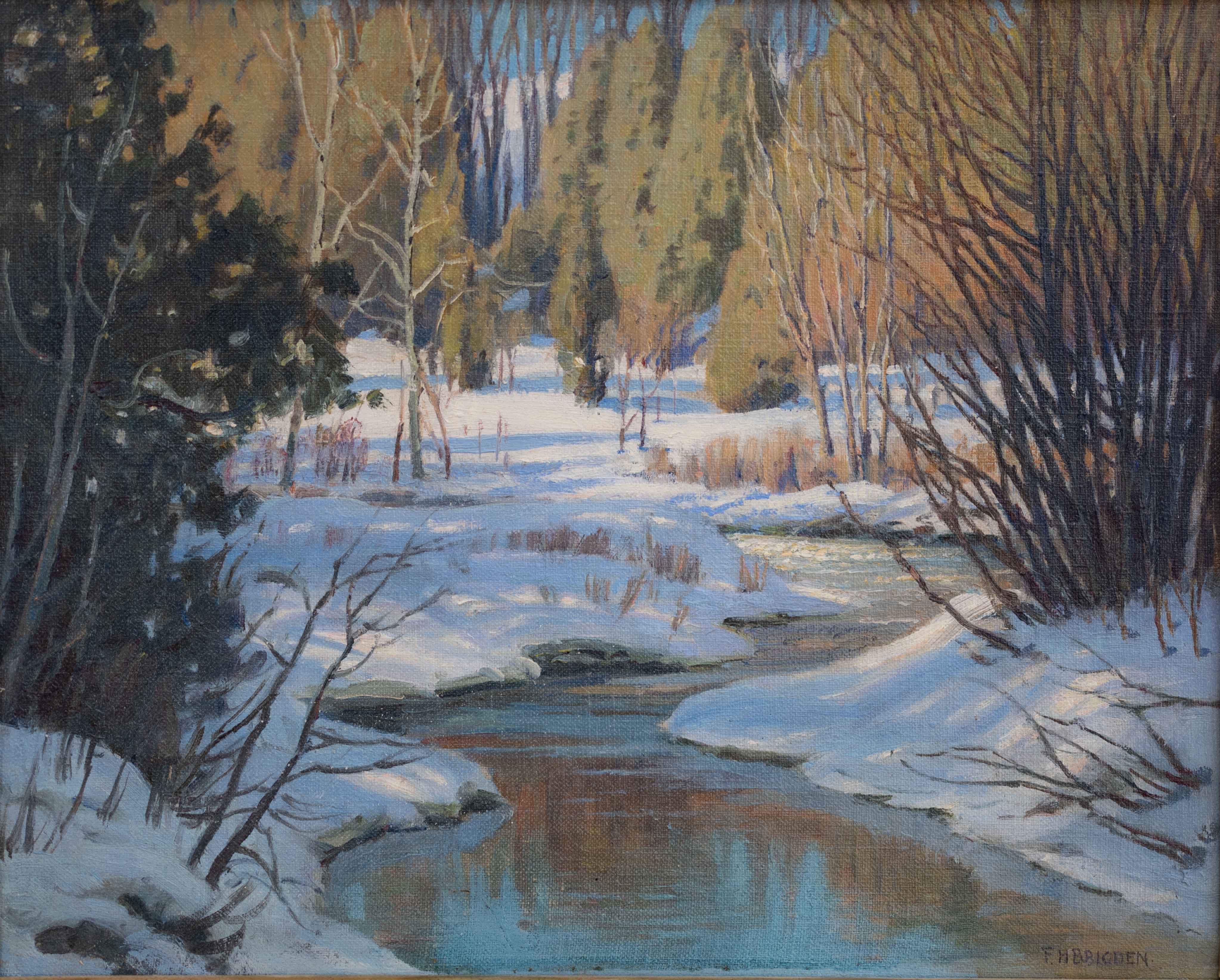 Frederick Henry Brigden; Woodland Stream in Winter