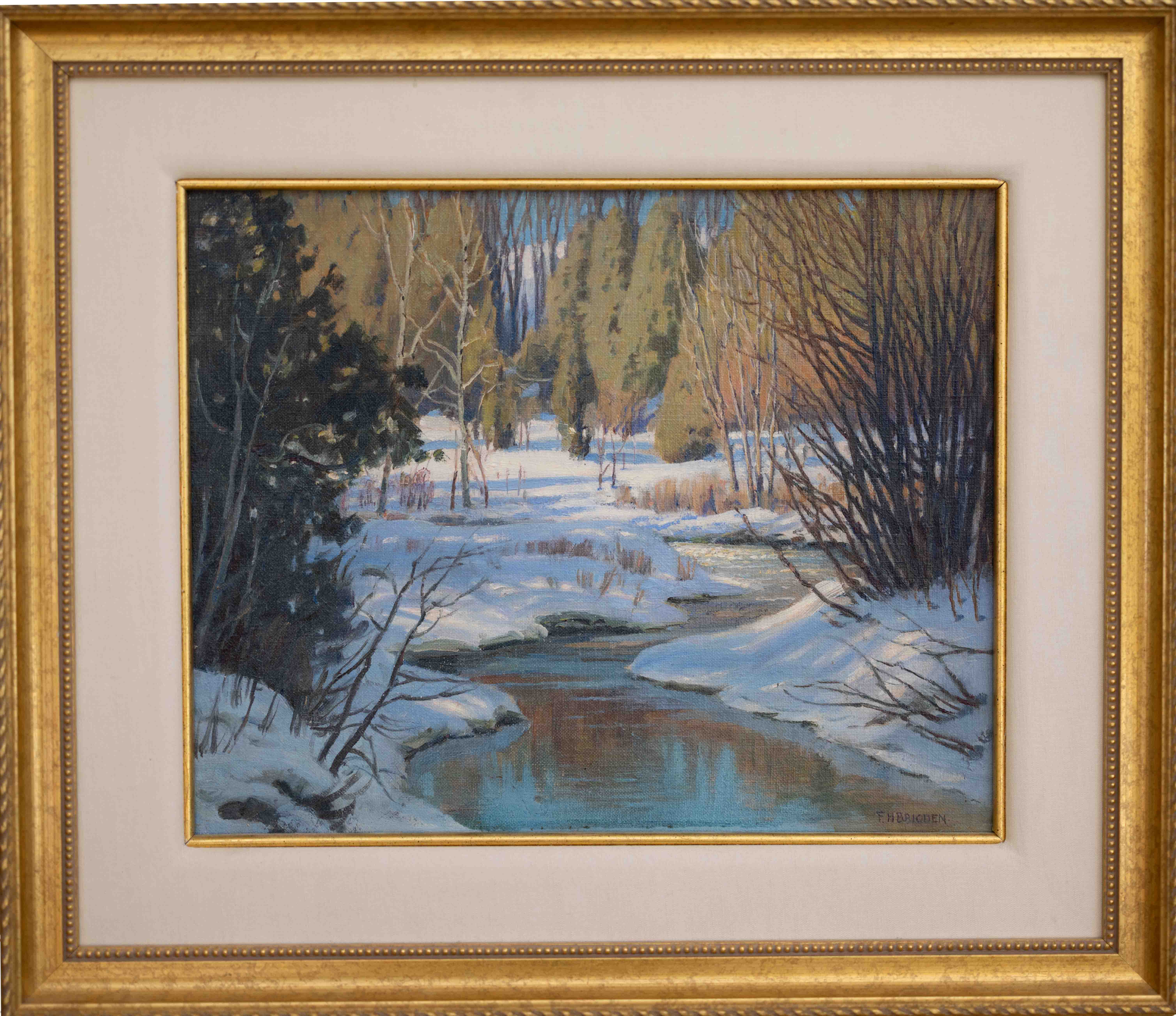 Frederick Henry Brigden; Woodland Stream in Winter