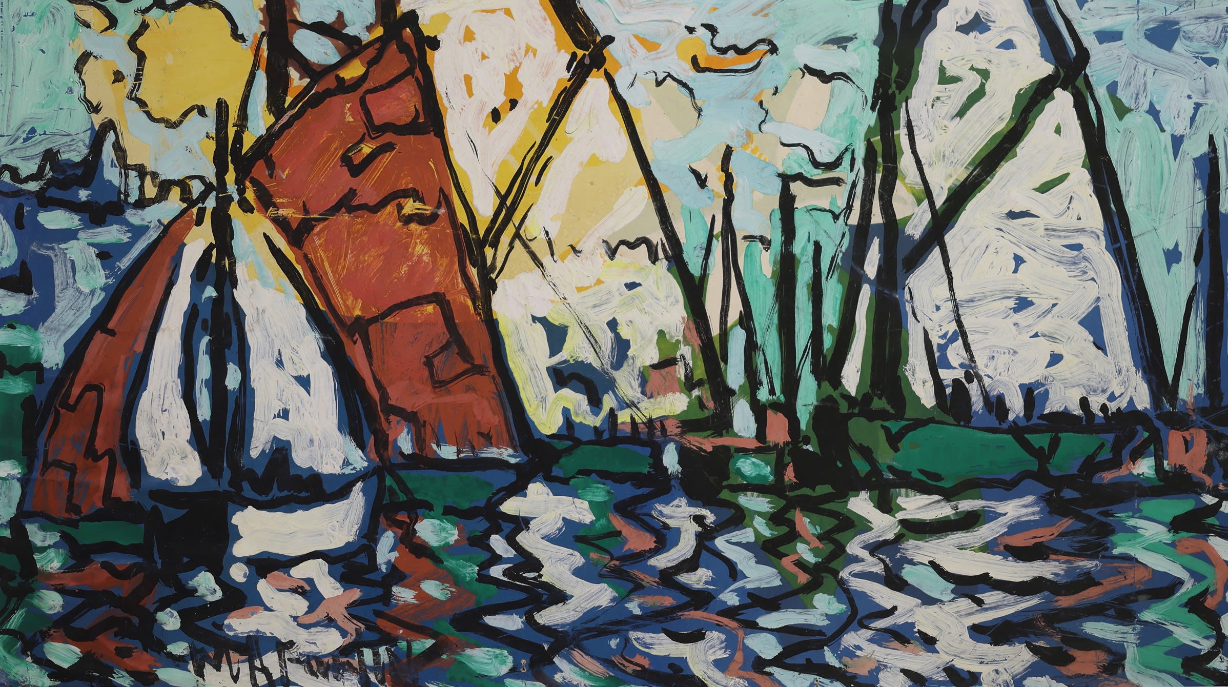 Marc-Aurele Fortin; Sailboats in Harbour