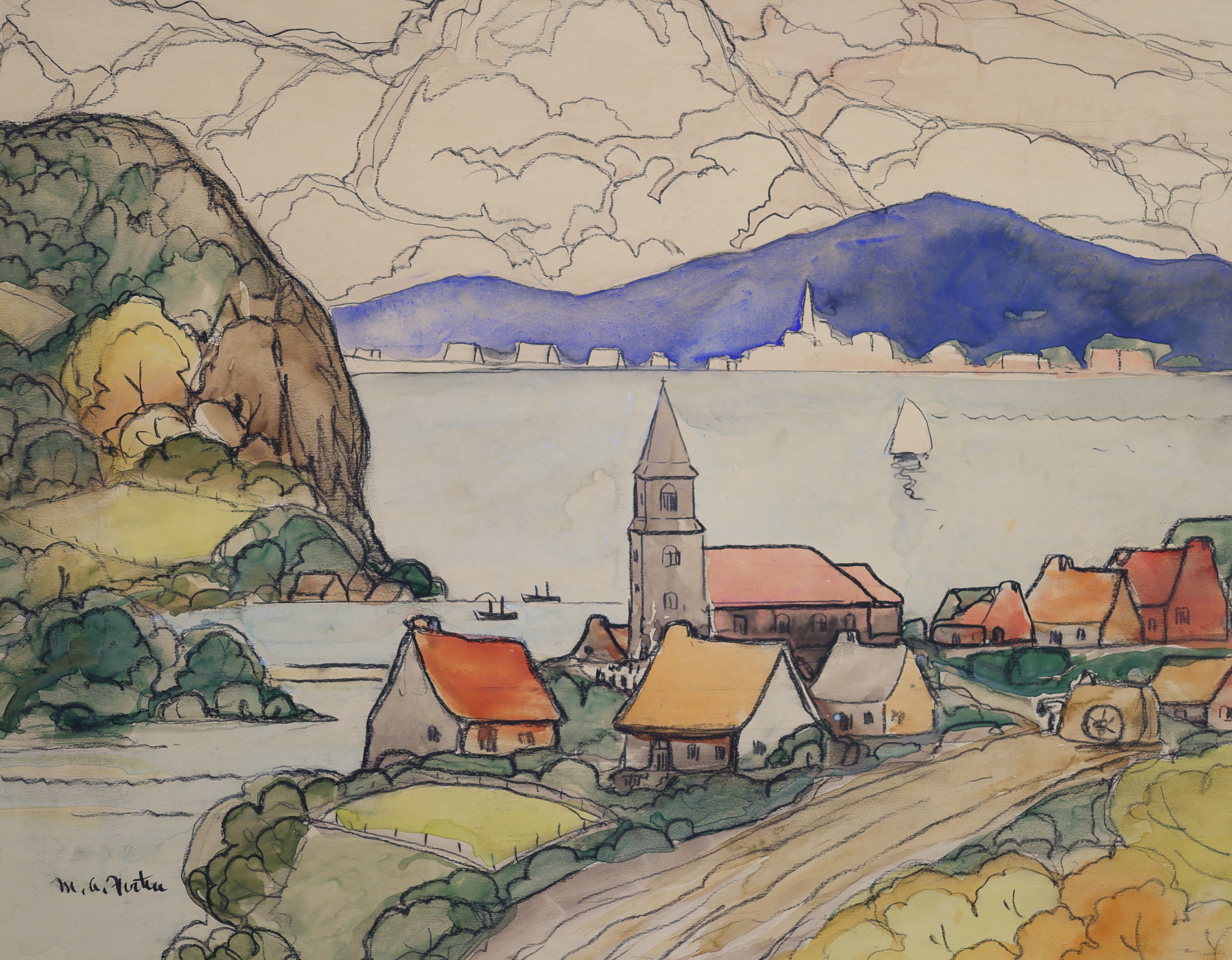 Marc-Aurele Fortin; Village by the Water