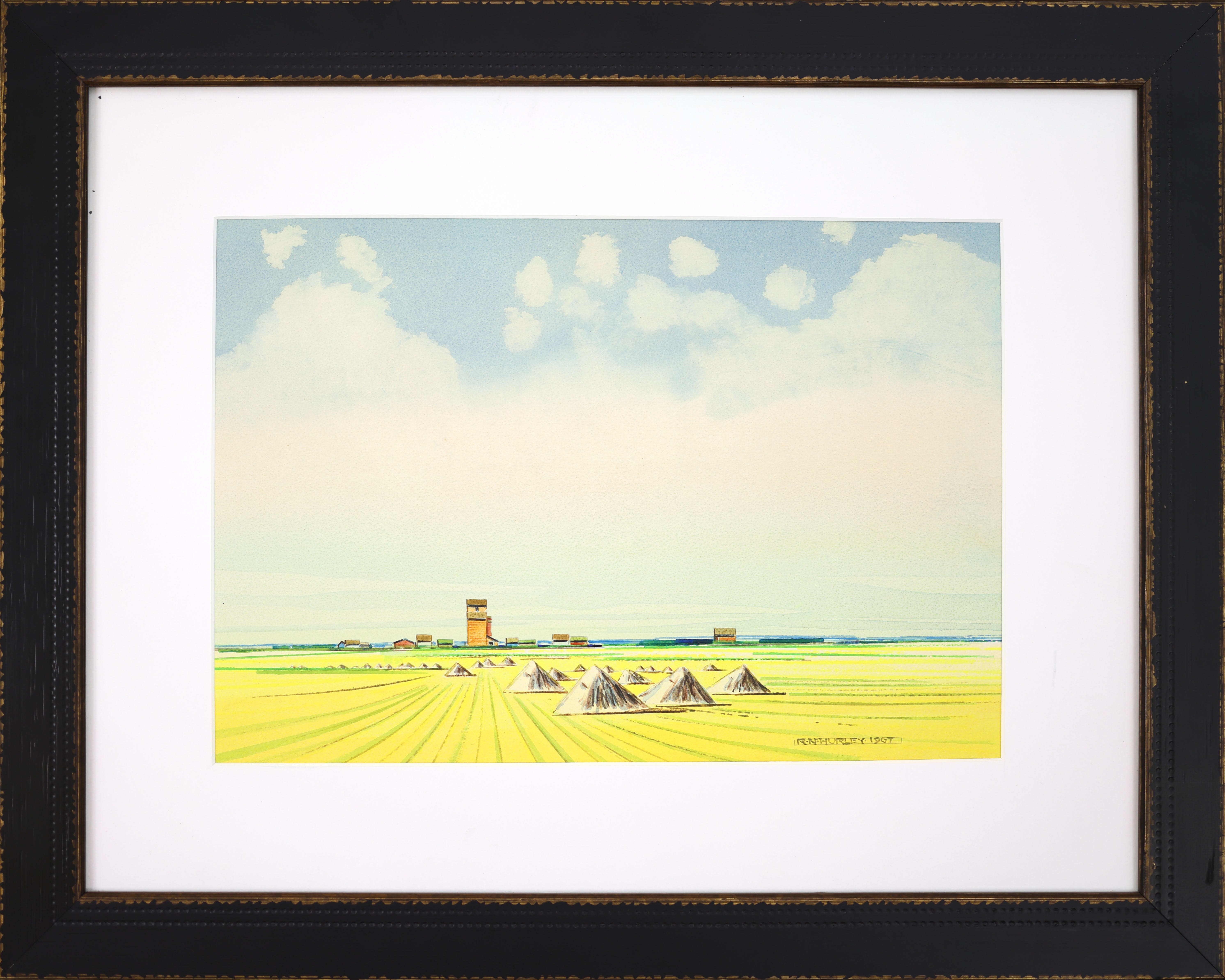 Robert Newton Hurley; Wheat Stooks & Grain Elevator
