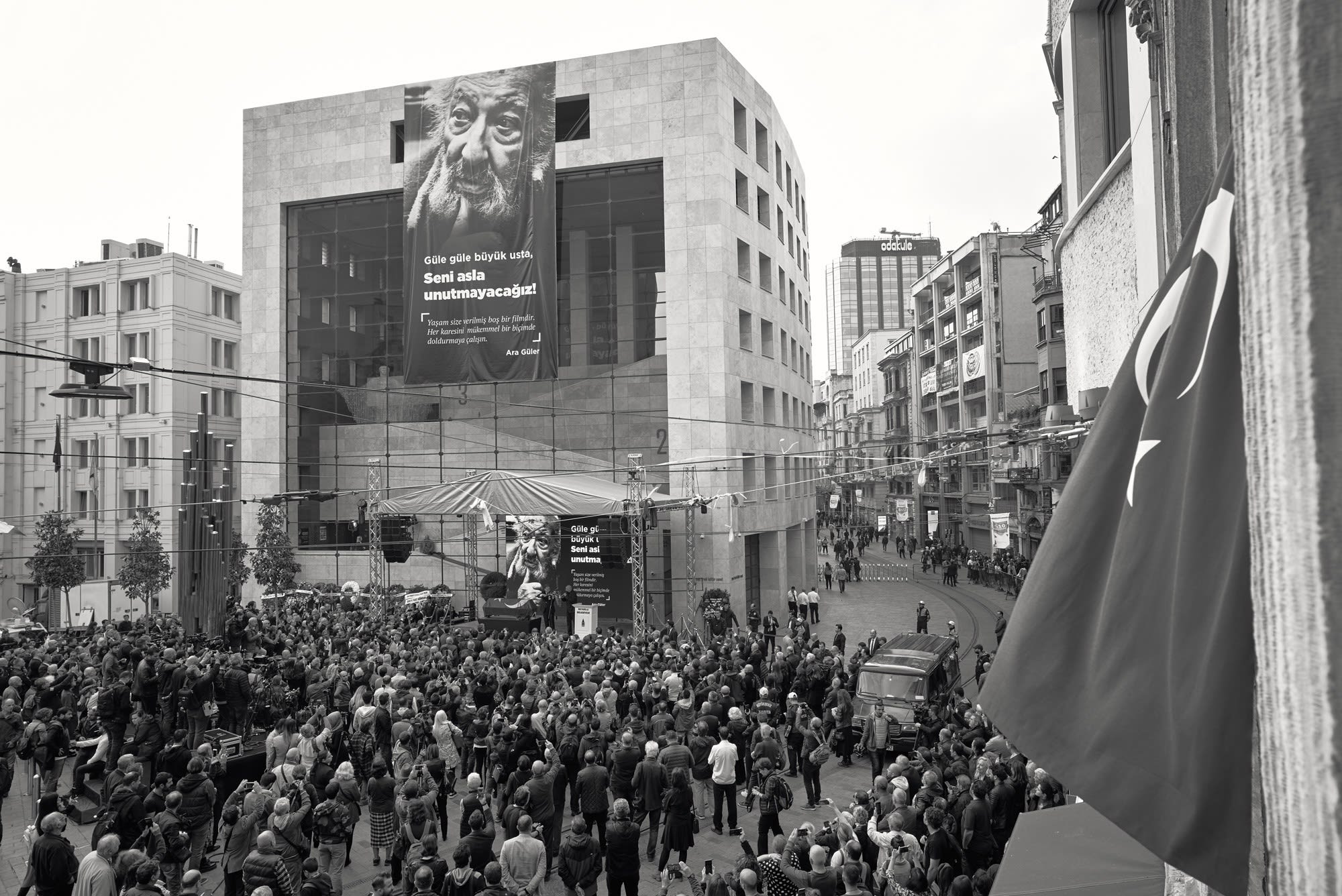 The funeral ceremony of master Turkish-Armenian photographer Ara Güler was held on 20 October 2018 at Galatasaray Square in Istanbul.