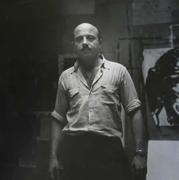 artist boris lurie in his studio in 1957