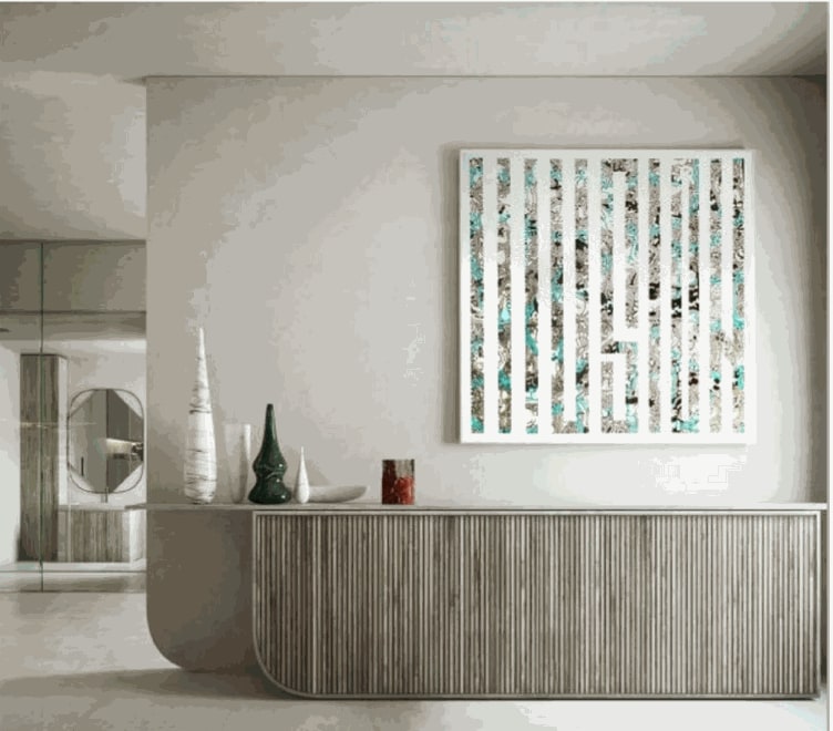 Interior of luxury home that art gallery Carousel Fine Art assisted interior designers with fine art services. 
