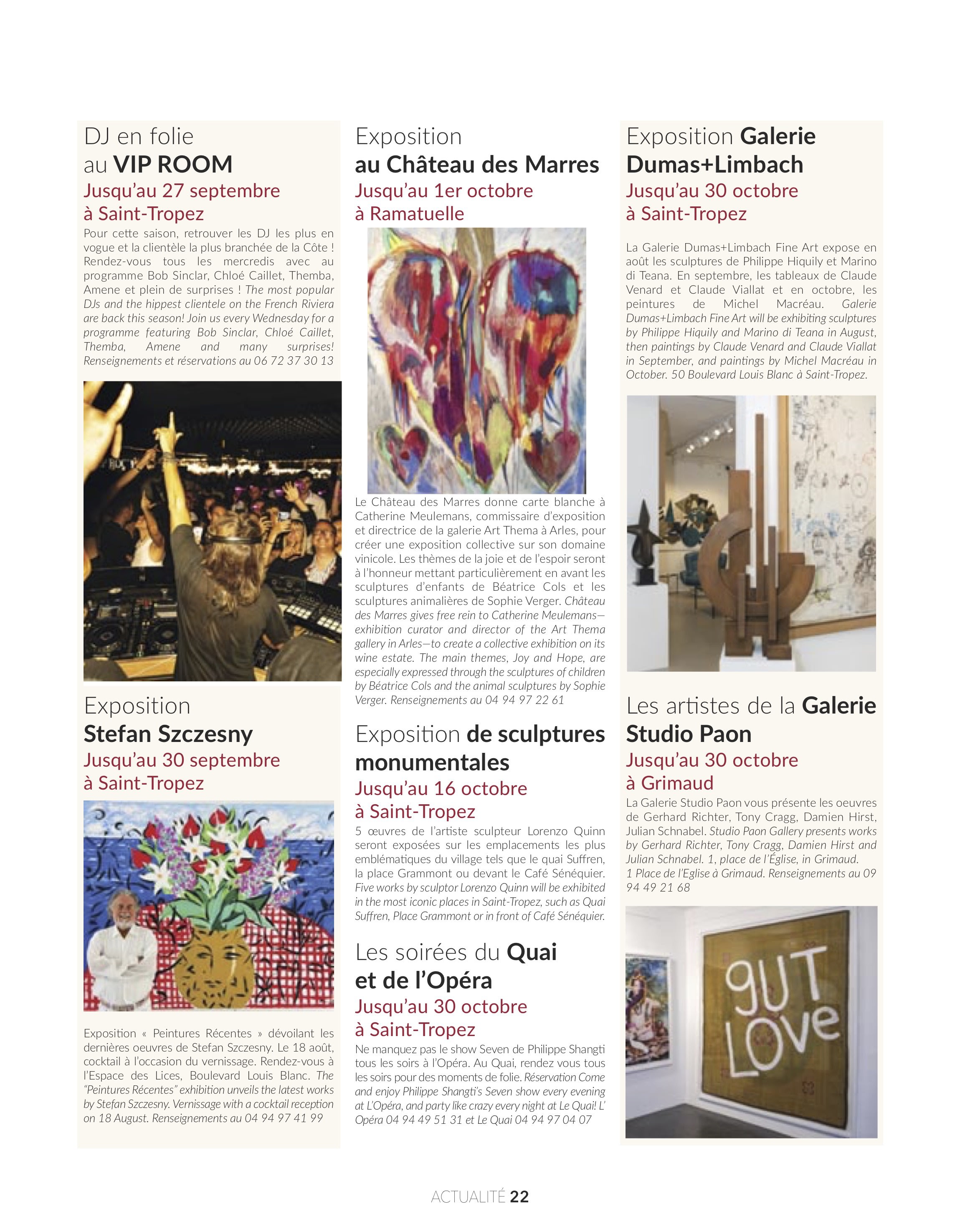 pure magazine, chateau des marres, art thema, summer exhibition, saint tropez, wine and art, migotto