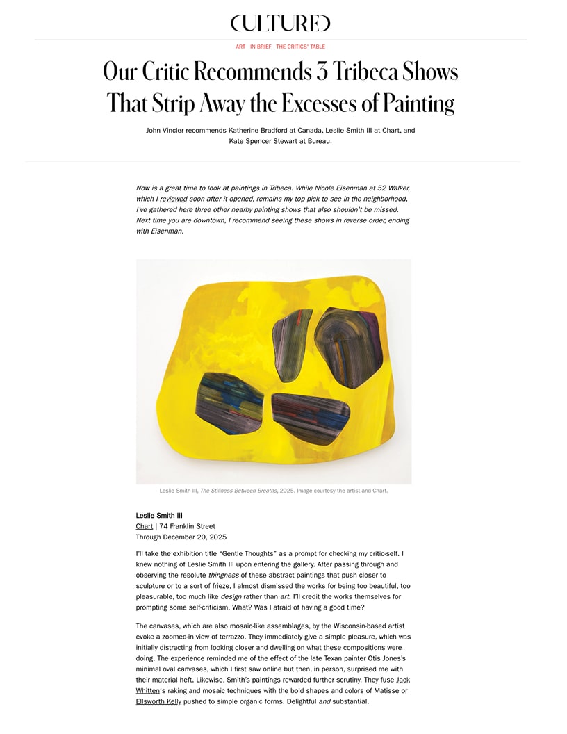 Leslie Smith III: Gentle Thoughts in CULTURED Mag