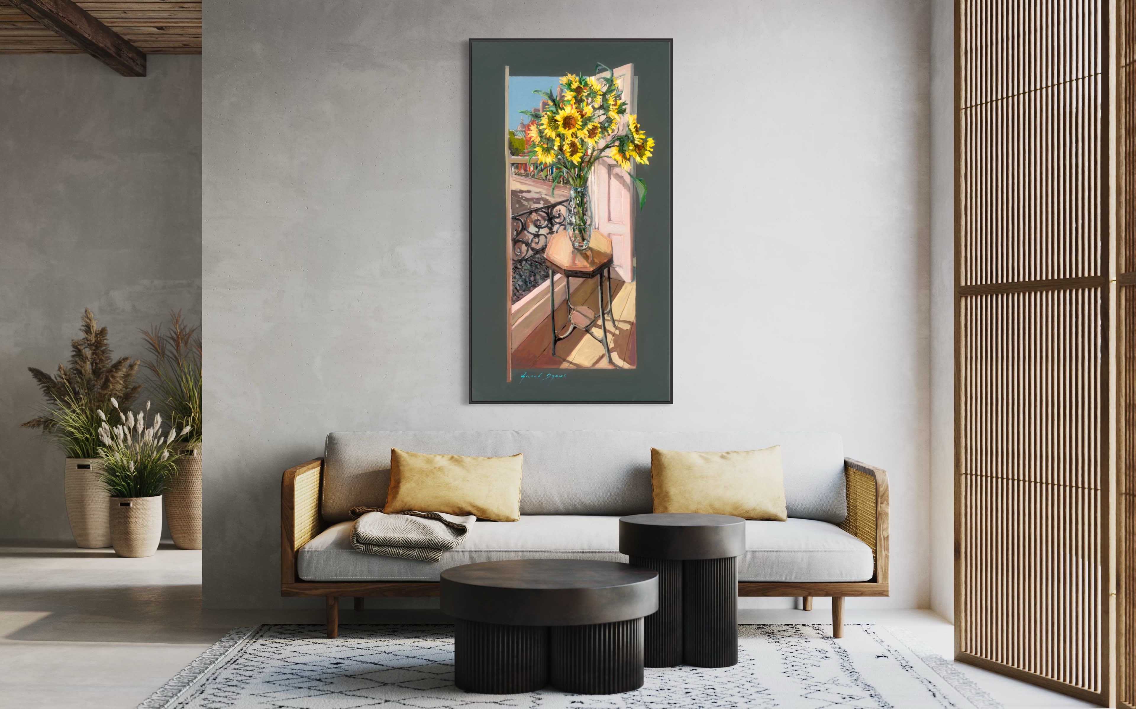 Gerard-Byrne-Wilde-Sunflowers-painting-artist-in-residence-Oscar-Wilde-House-Dublin