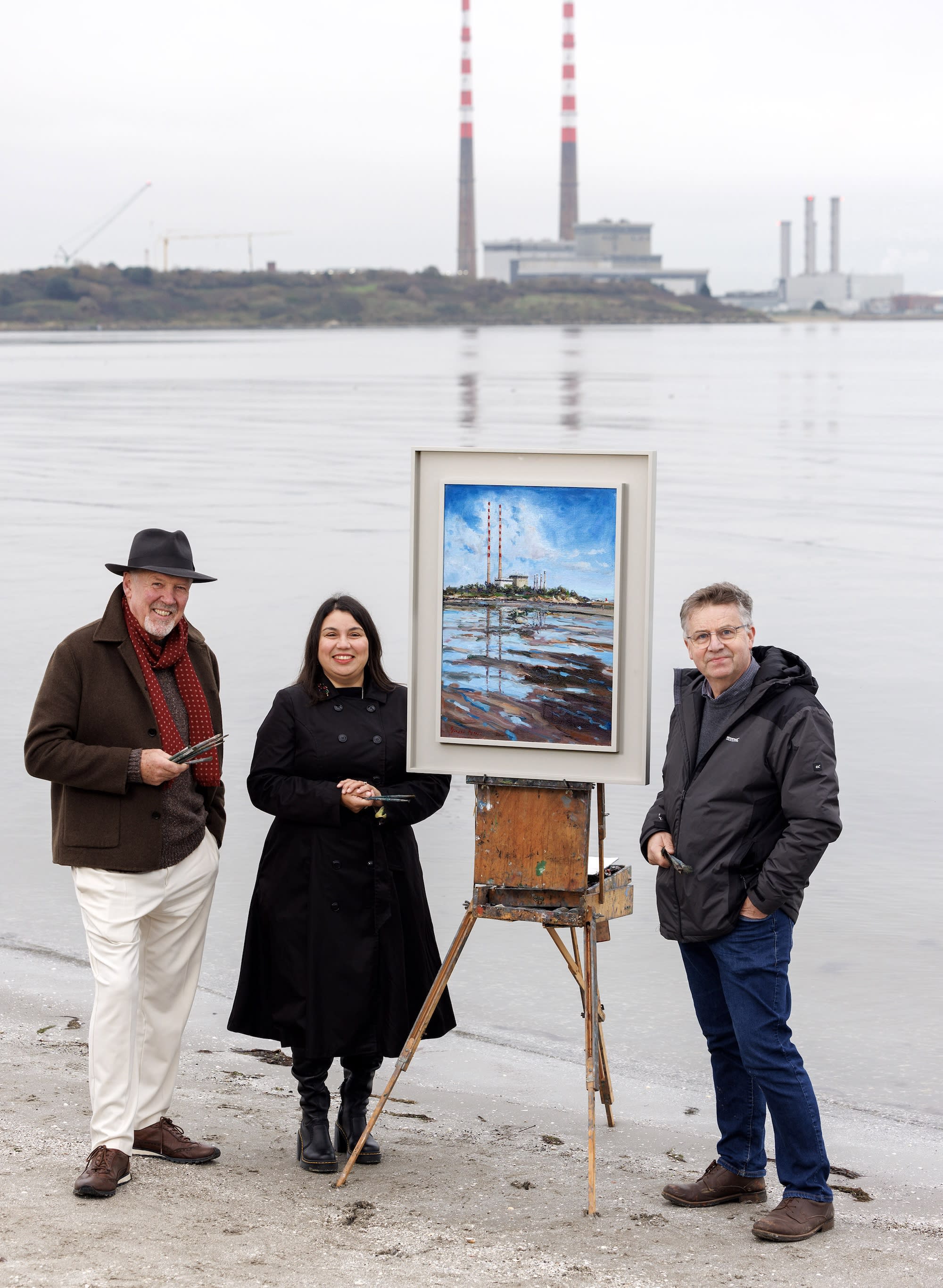 Gerard Byrne with Naomi Nicholson and artist John O'Donnell_A Communnity of Hope_Dublin Artists for Simon_Community_Art Auction_ Sandymount Strand_Dublin_1.jpg