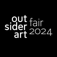 'Outsider Art Fair 2024' in white text on black background