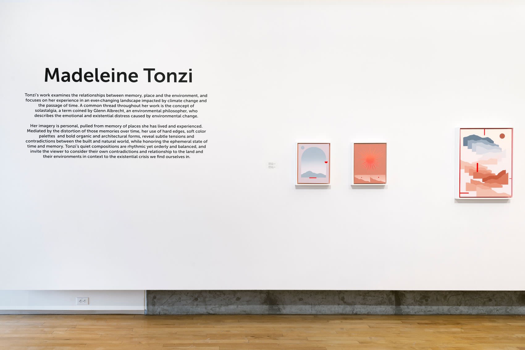 Installation shot of Madeline Tonzi's work at the Westmont Ridley-Tree Museum of Art