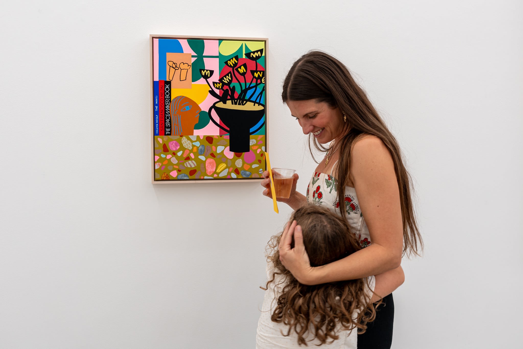 artist Mary Finlayson with her daughter at the opening reception