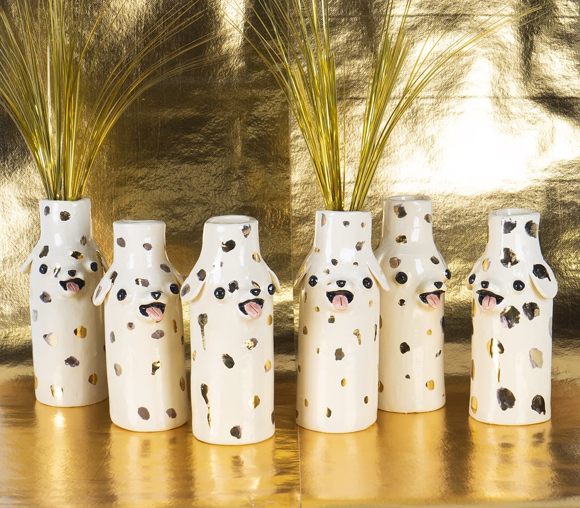 Katie Kimmel: Golden Dalmatian Vases | Hashimoto Contemporary | Wandobjekte