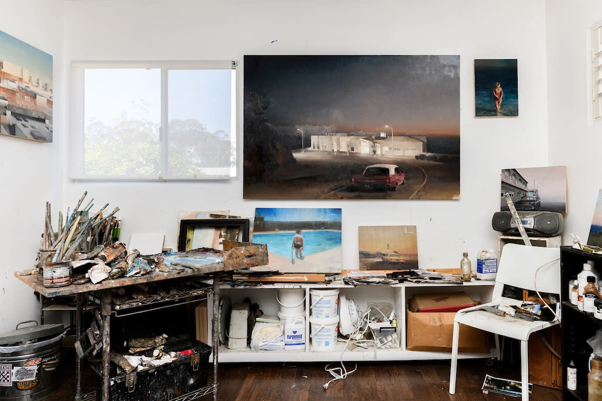 Kim Cogan's Studio with Paintings