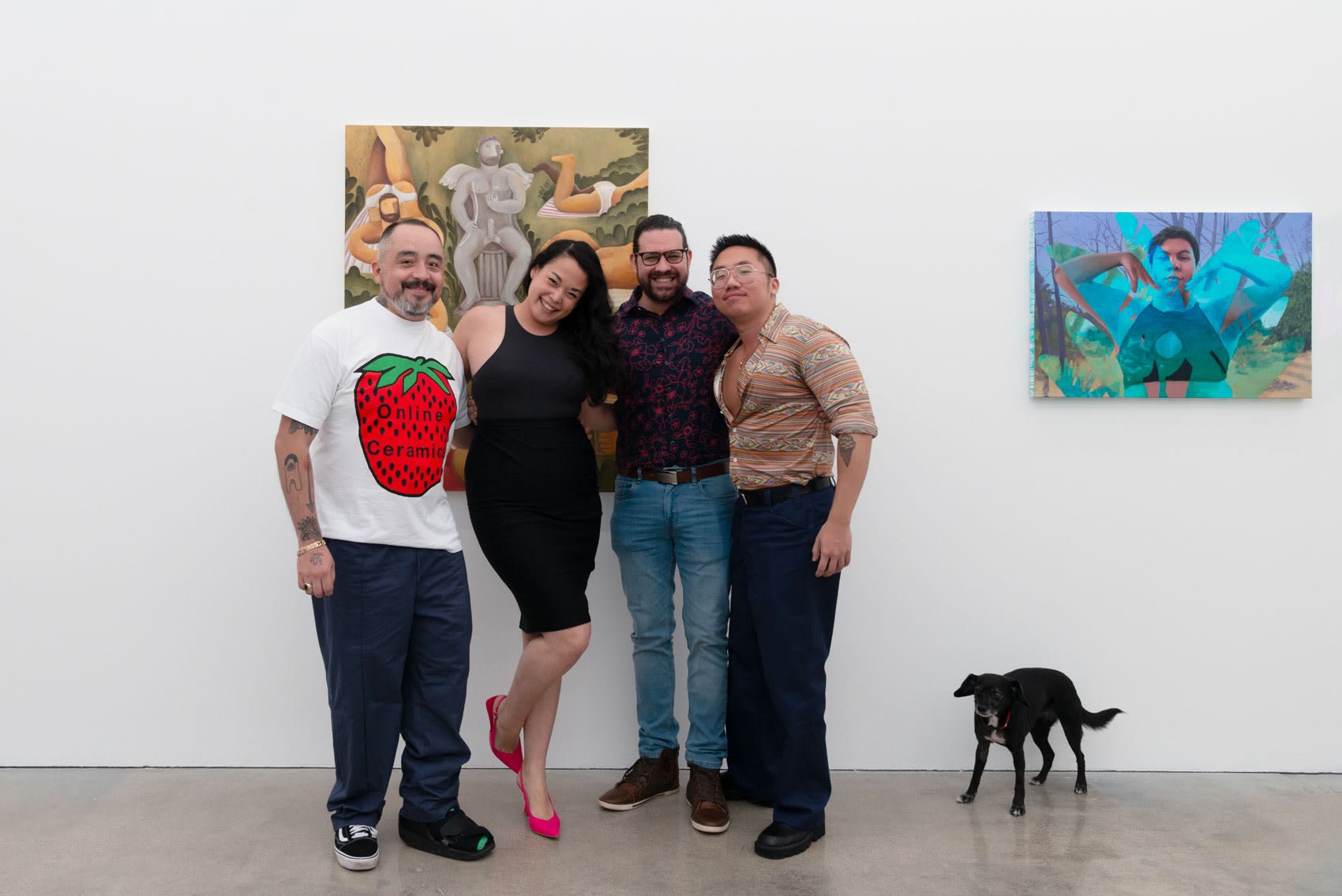 Artists Carlos Rodriguez, Jean-Paul Mallozzi, and Justin Yoon pose with Director Dasha Matsuura