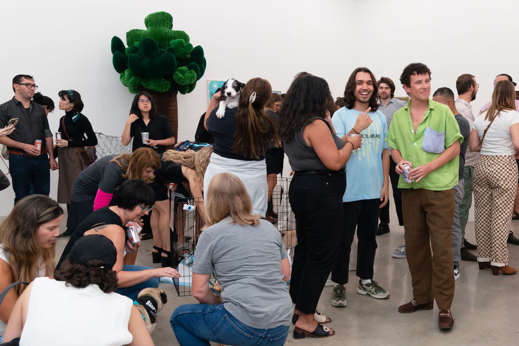 A crowd of people at the opening of For the Love of Dog at Hashimoto Contemporary LA