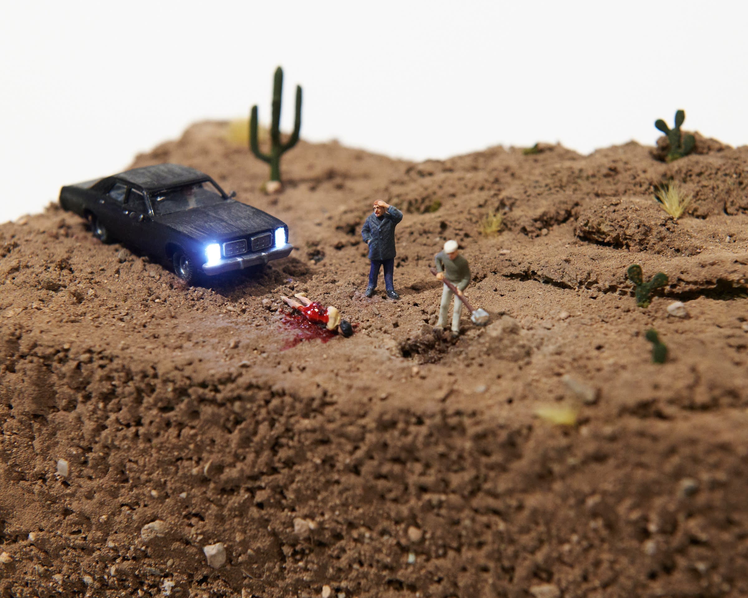 Abigail Goldman's sculpture of a desert murder scene