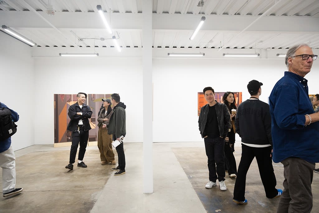 Image of a large group at the opening reception of Adrian Kay Wong's latest solo exhibition at Hashimoto Contemporary San Francisco