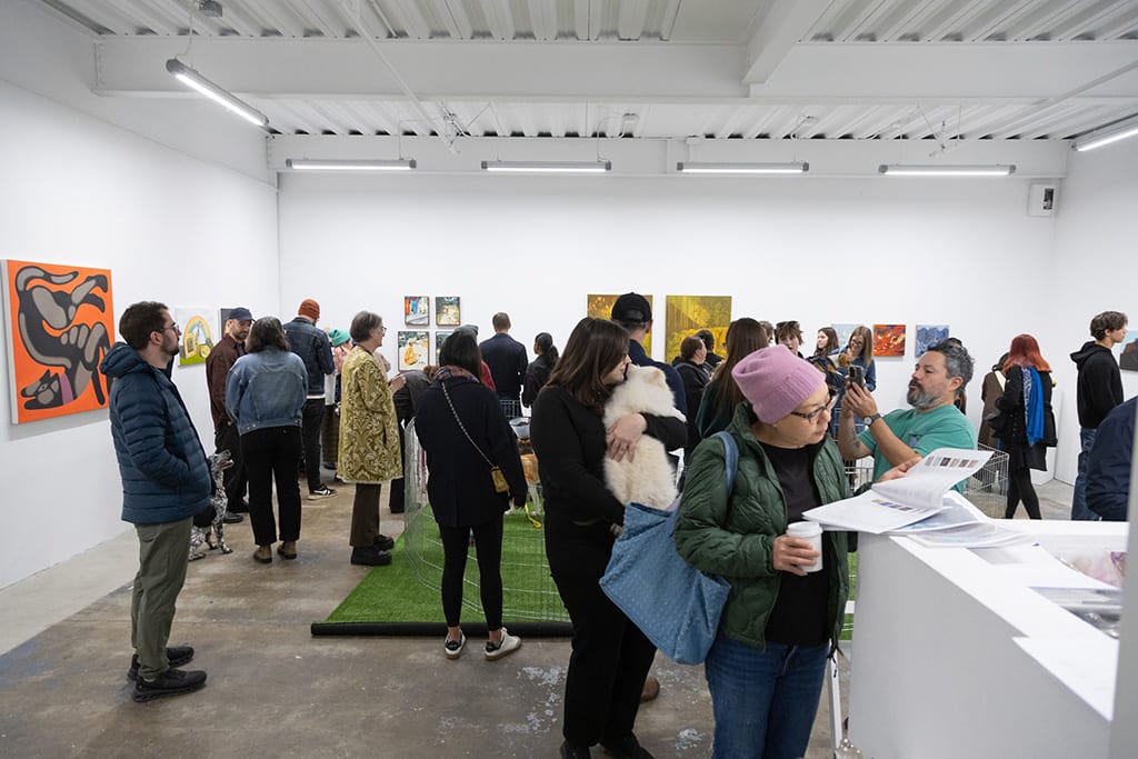 Installation shot from the opening reception of the group exhibition 