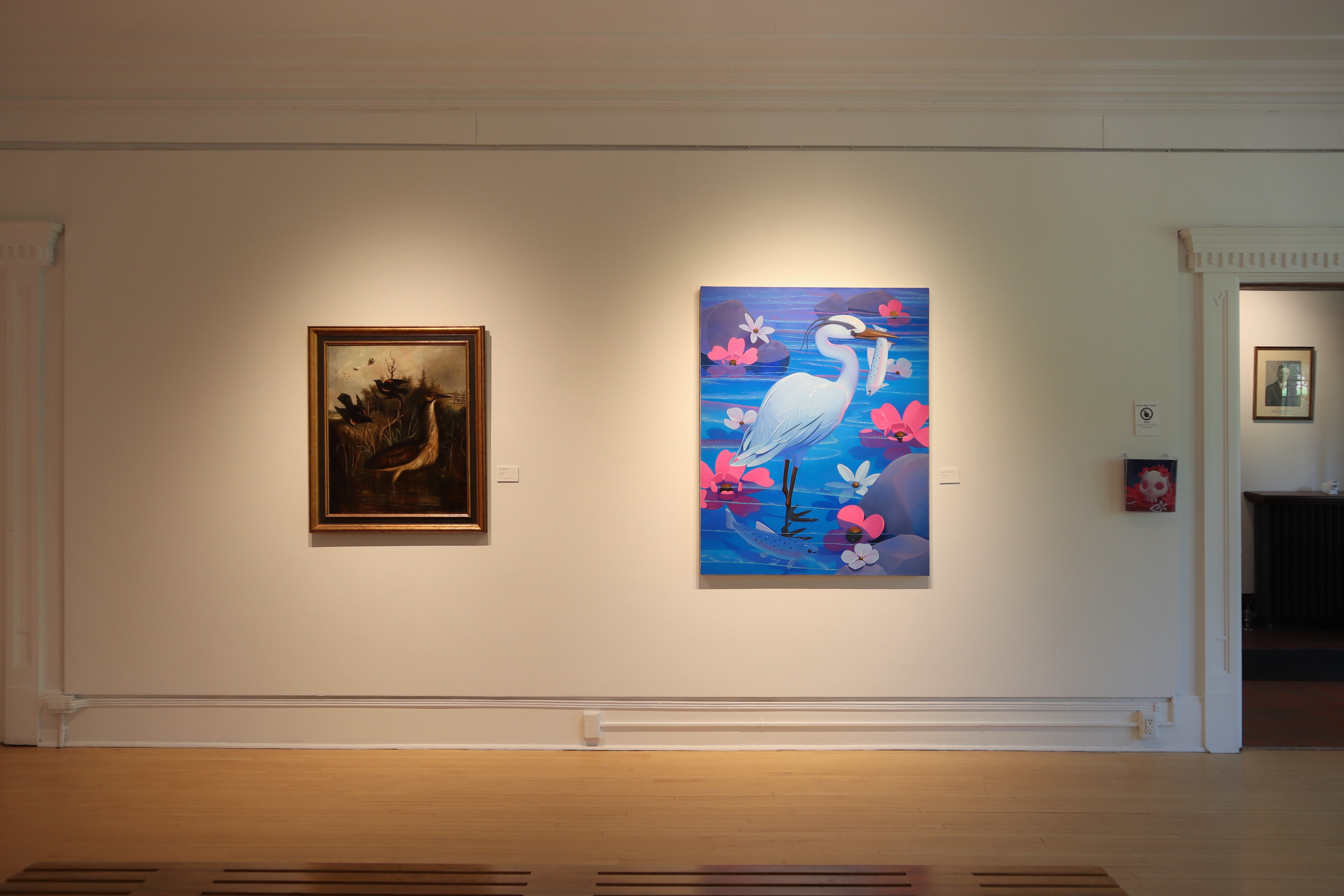 Installation view of two paintings at the Glenhyrst.