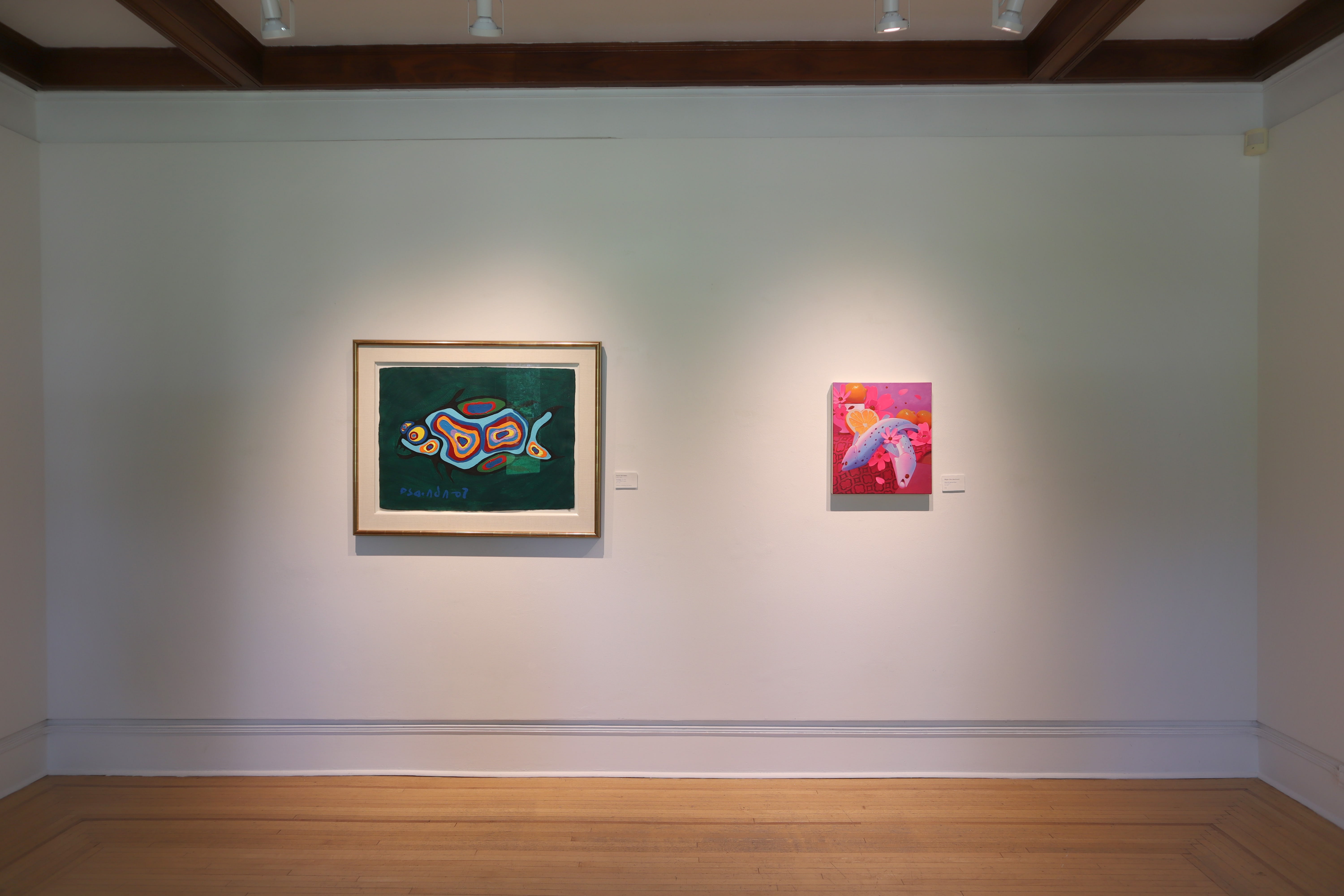 Installation view of two paintings at the Glenhyrst.
