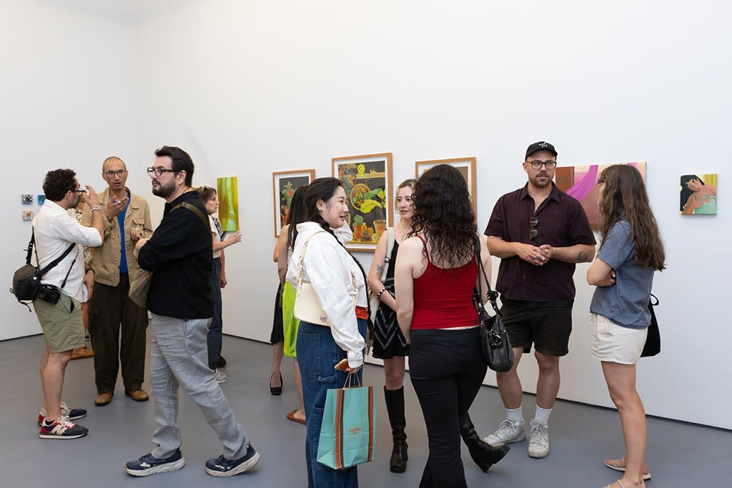 Image of the crowd at the opening for Left Unsaid at Hashimoto Contemporary