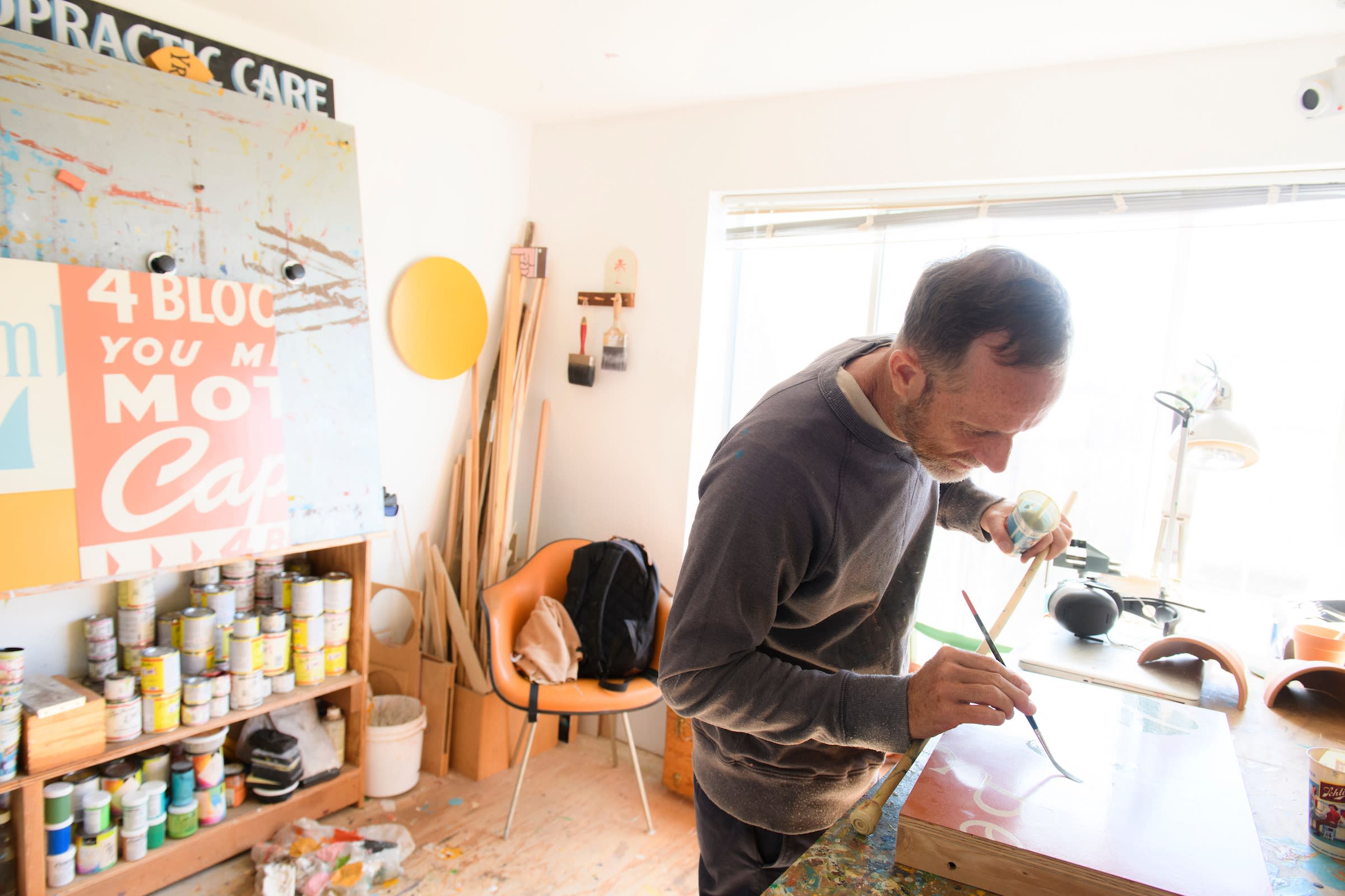 Jeff Canham in his studio - working on a painting