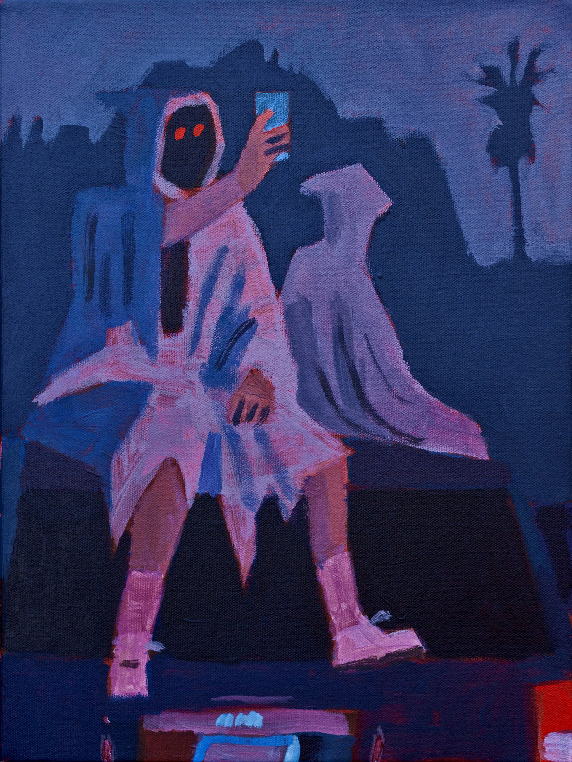 Woodrow White's painting of a hooded figure