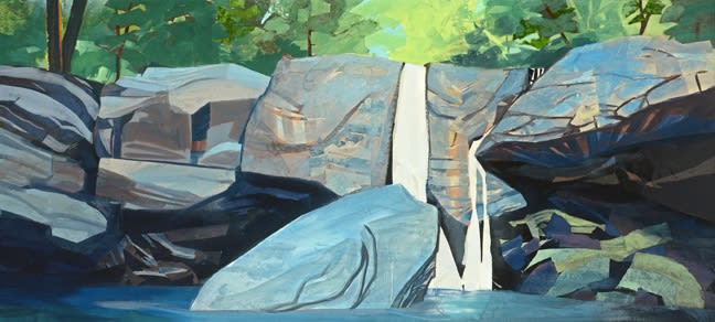 Mariella Bisson, Waterfall Panorama, Mixed media on linen, 34 x 74 x 2 inches