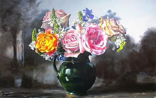 Roses in Green Pitcher - Ben Schonzeit