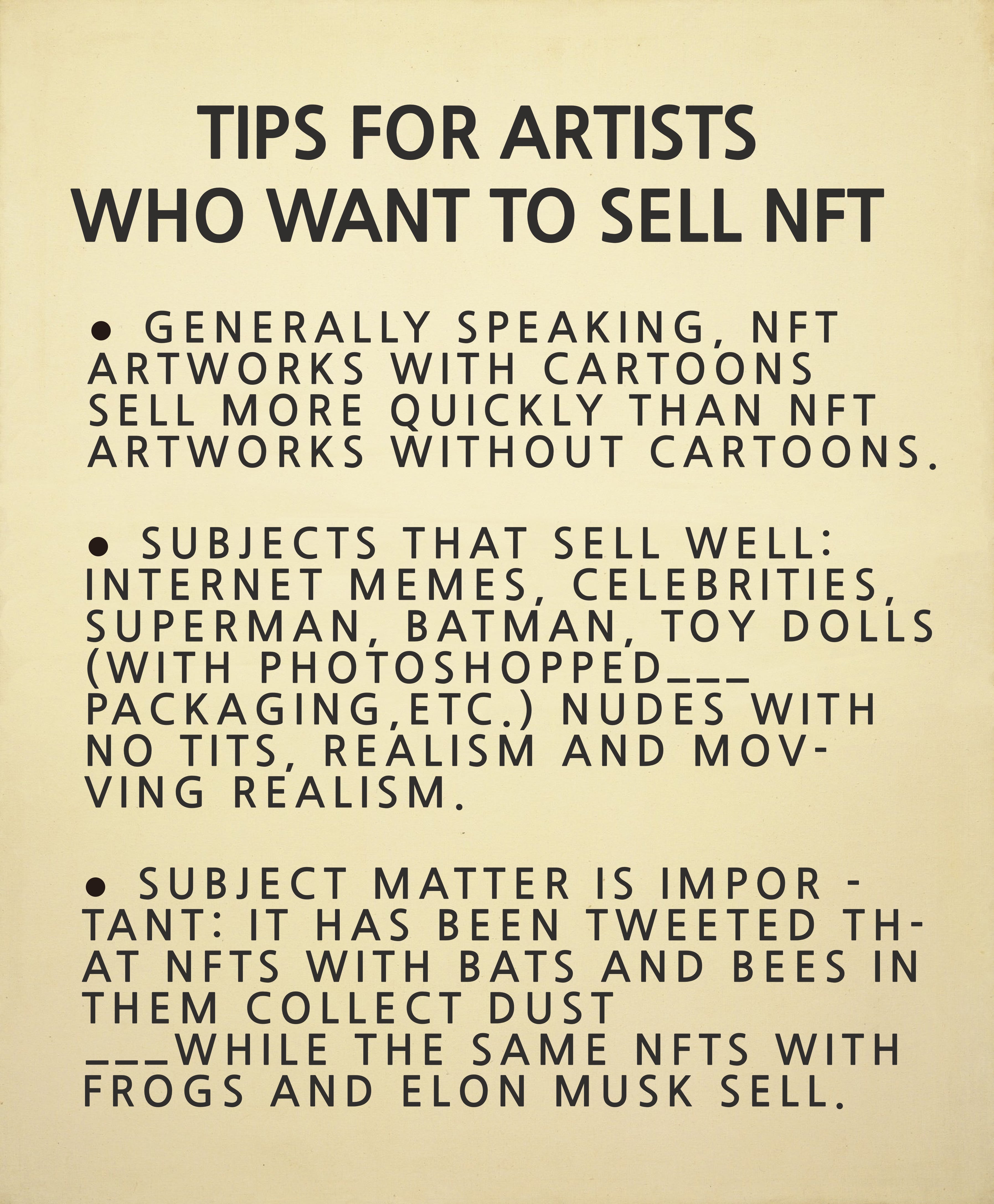 Tips for artists who want to sell NFT