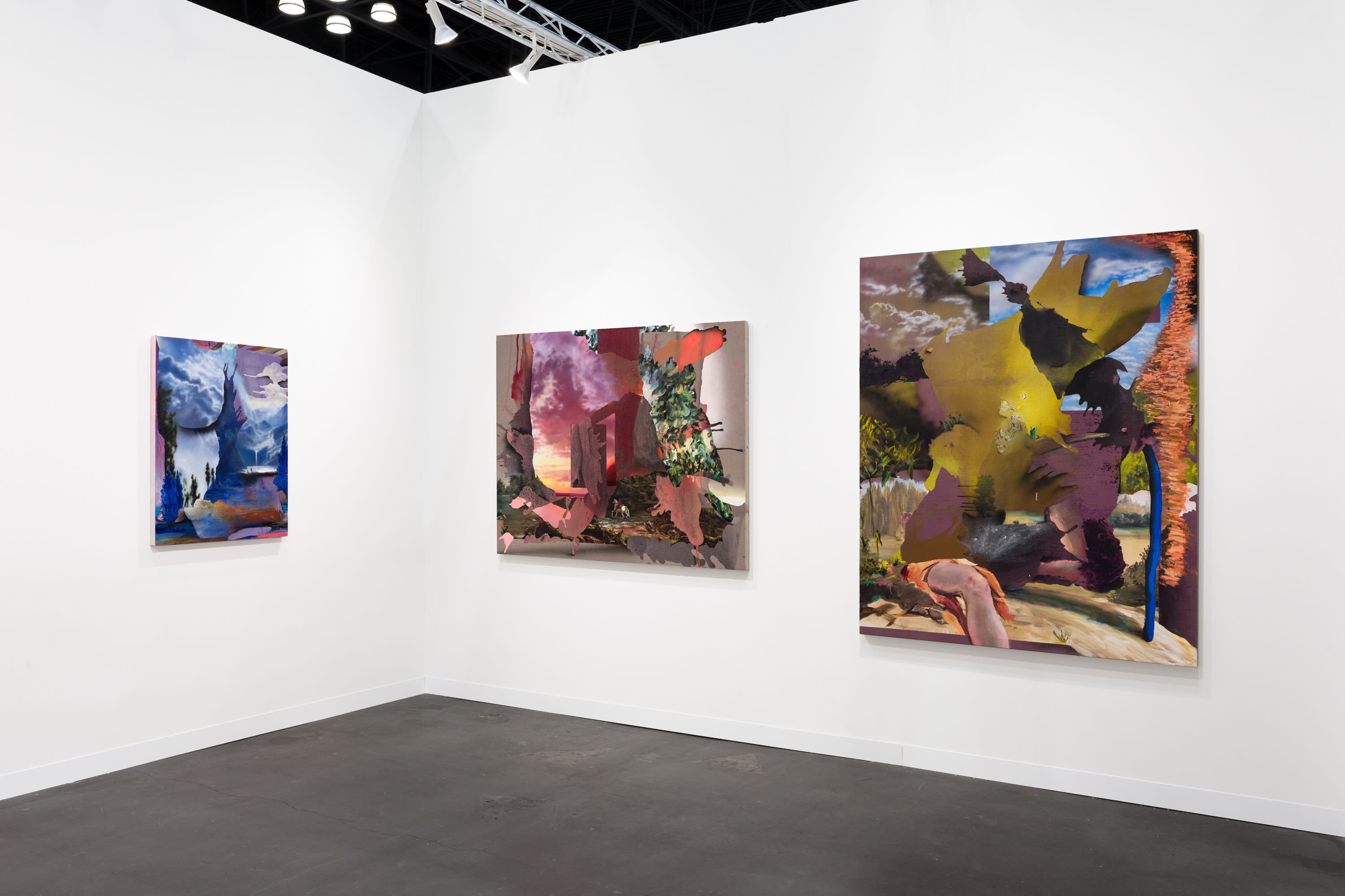 Installation view of Annie Lapin paintings at The Armory Show 2021