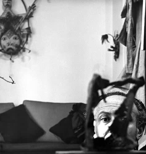 Enrico Donati with Yup'ik mask, c. 1948