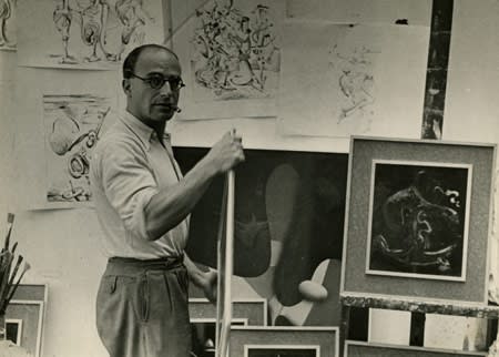 Kurt Seligmann in his studio at the Villa Seurat, c. 1936-37.