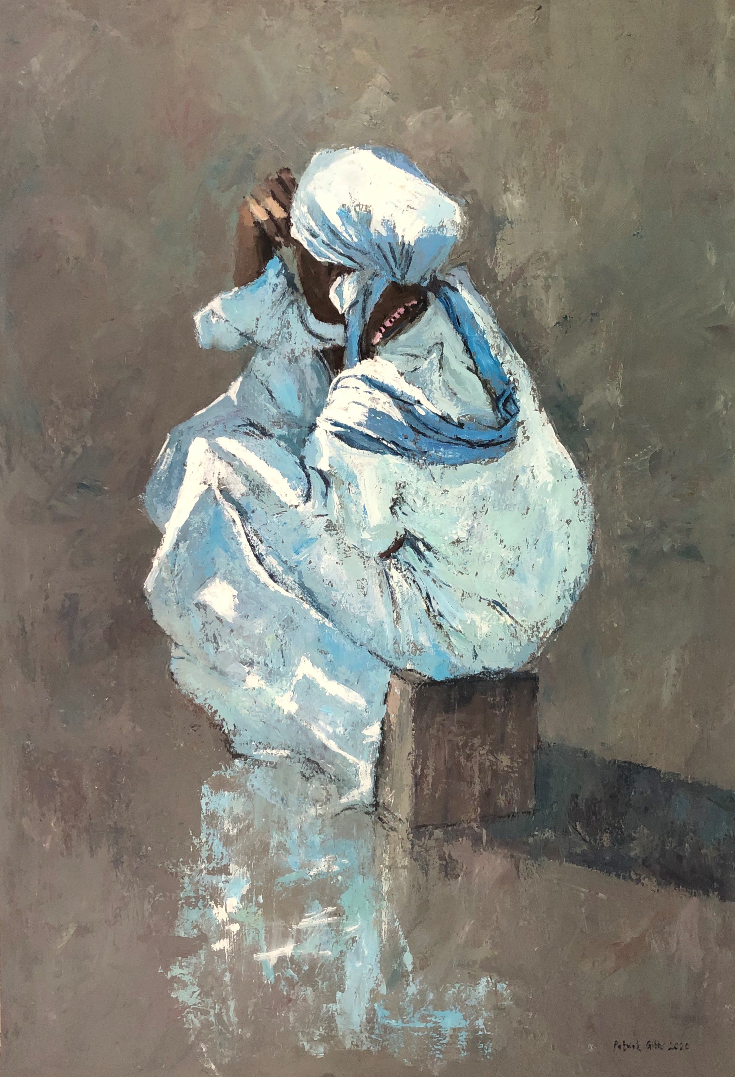 Patrick Gibbs Seated Woman, Gambia • acrylic on board • 34 x 23 in.