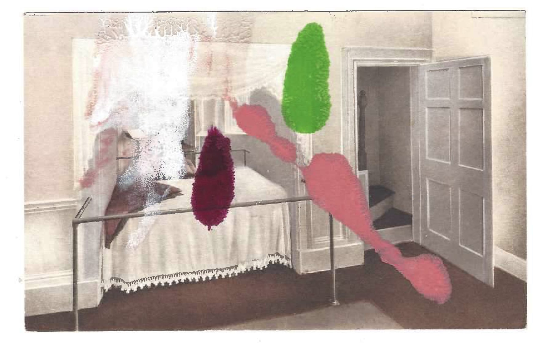 Tacita Dean Found Postcard Monoprint (Alcove Bed), 2018